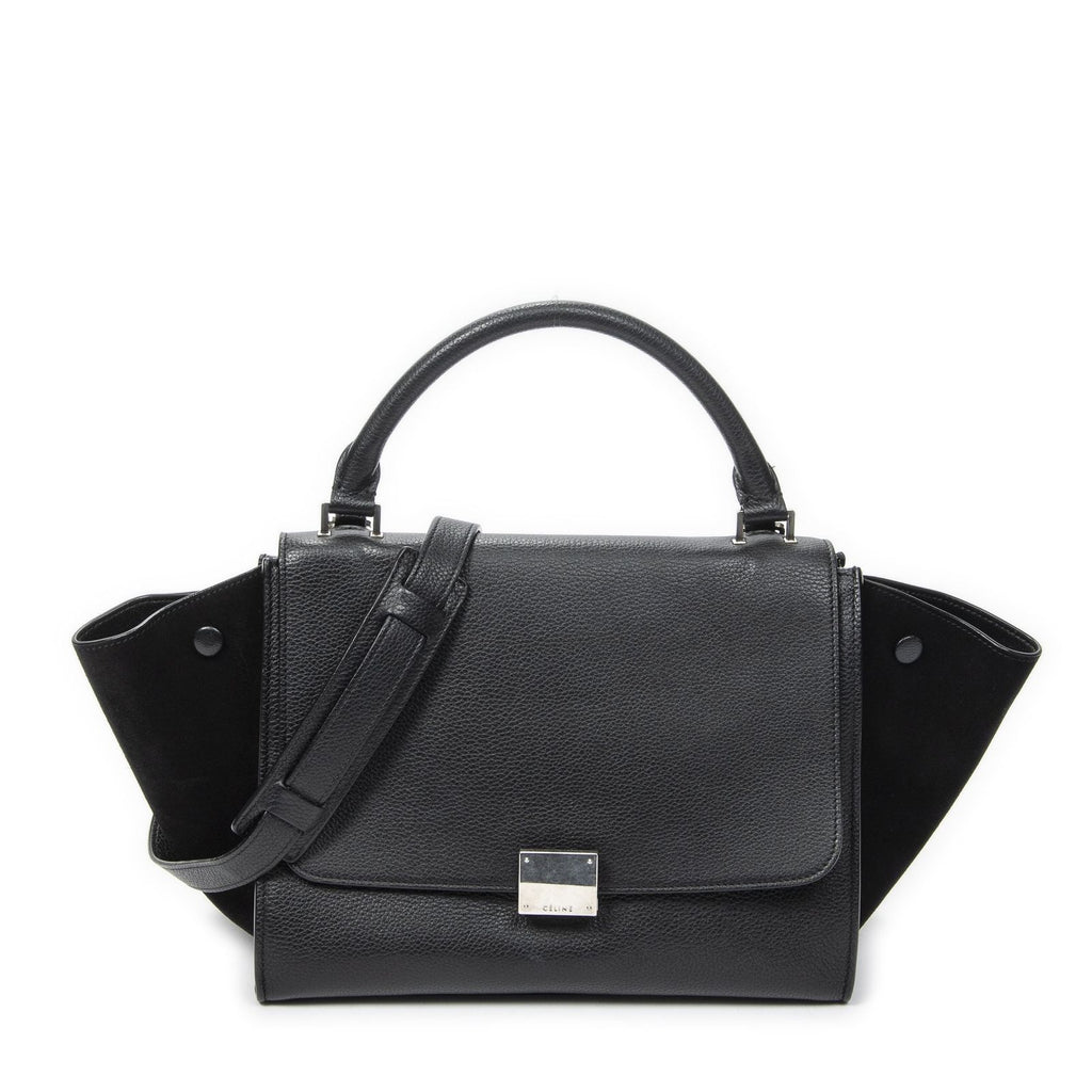 Celine Small Medium Swing Black Grain Calfskin Leather Shoulder Bag