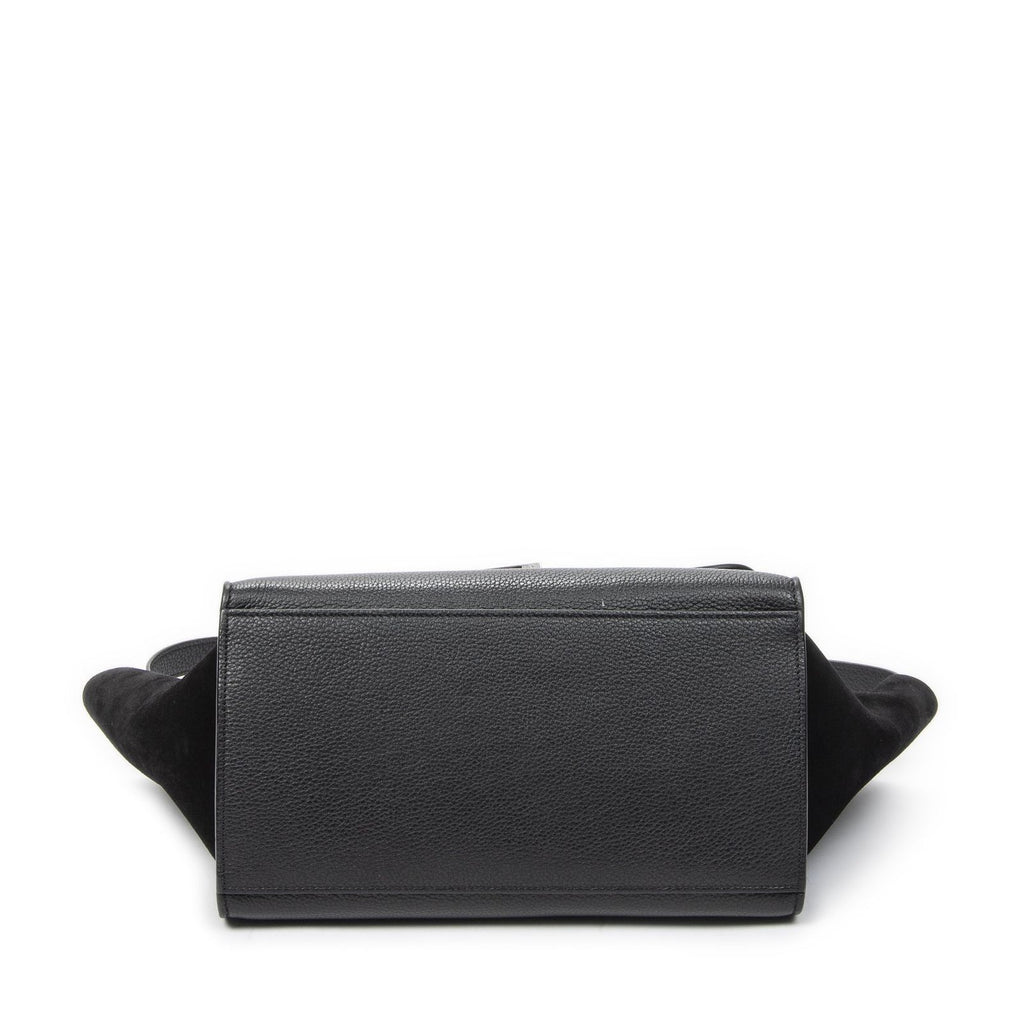 Celine Small Medium Swing Black Grain Calfskin Leather Shoulder Bag