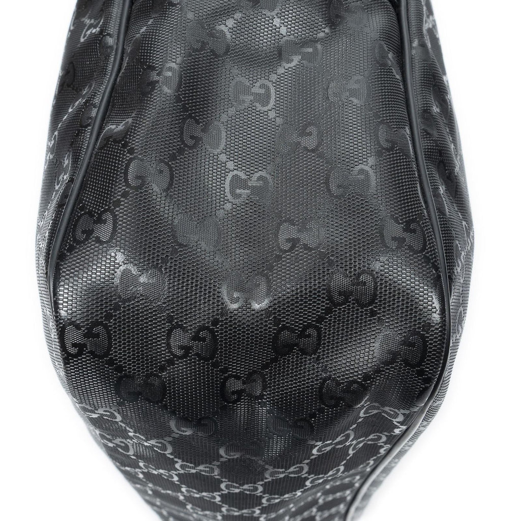 Gucci Large Flap Bag Messenger Black Guccissima Imprint Canvas