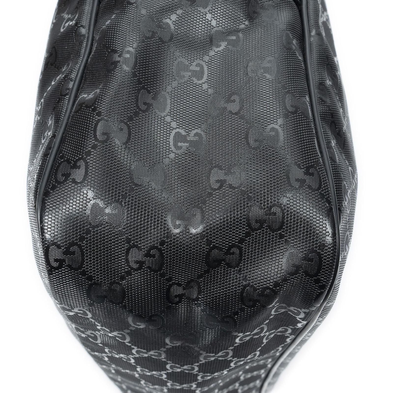 Gucci Large Flap Bag Messenger Black Guccissima Imprint Canvas