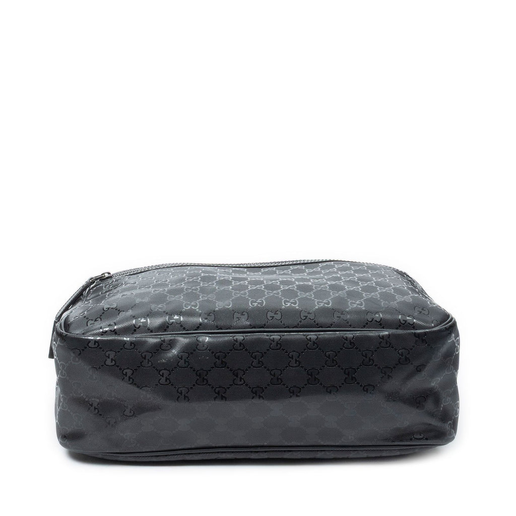 Gucci Large Flap Bag Messenger Black Guccissima Imprint Canvas