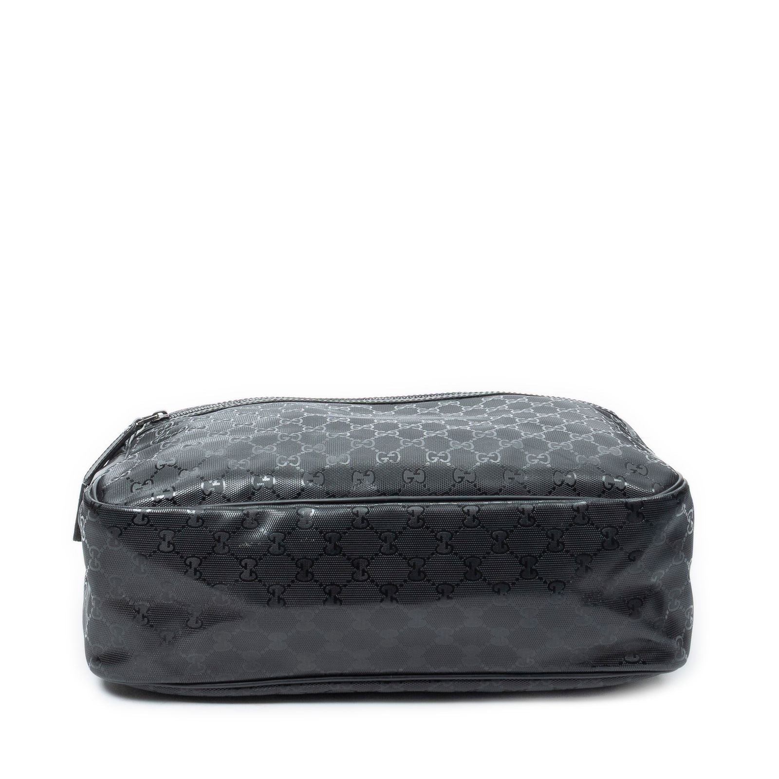 Gucci Large Flap Bag Messenger Black Guccissima Imprint Canvas