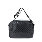 Gucci Large Flap Bag Messenger Black Guccissima Imprint Canvas