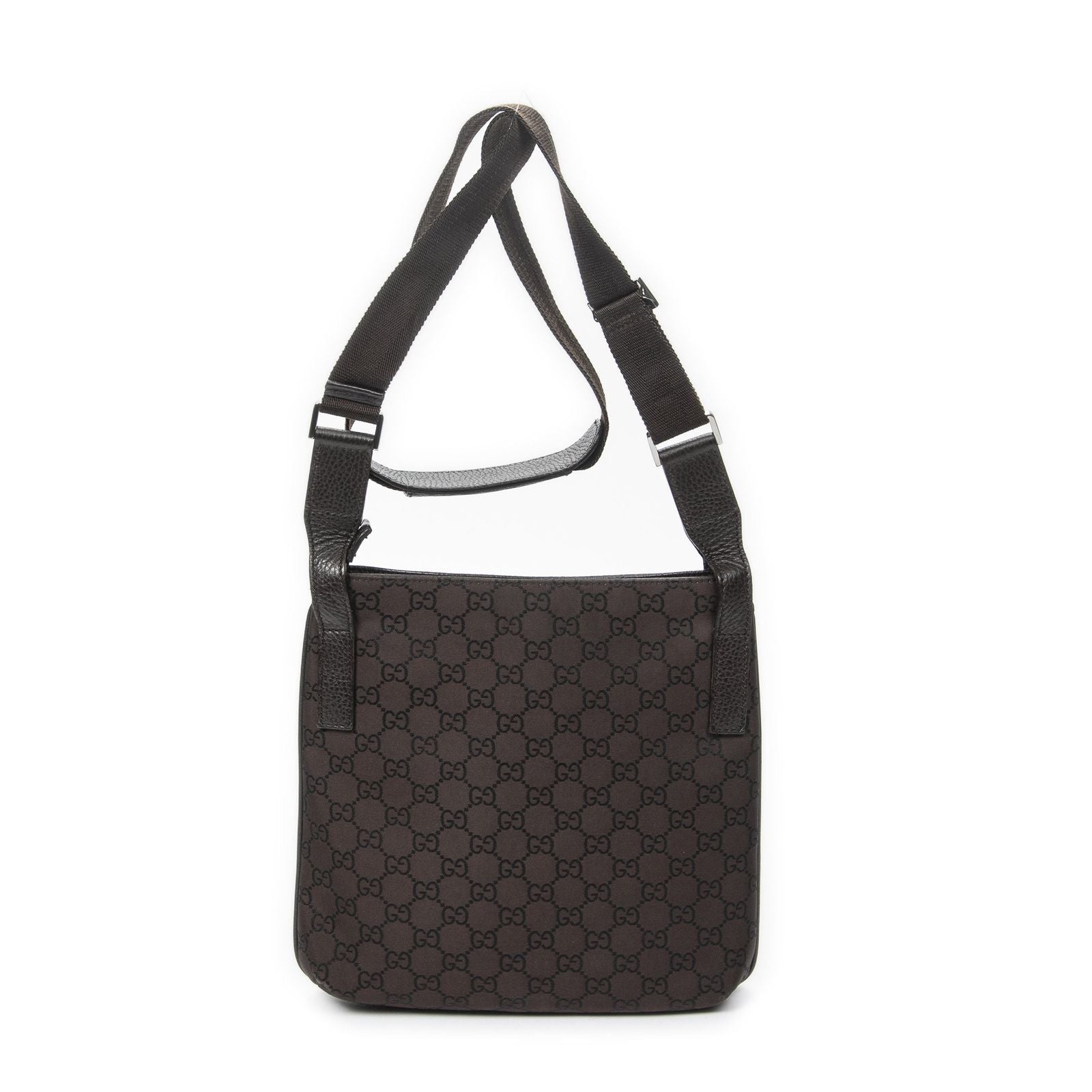 Gucci Front Pocket Jolicoeur Messenger Brown GG Nylon Canvas