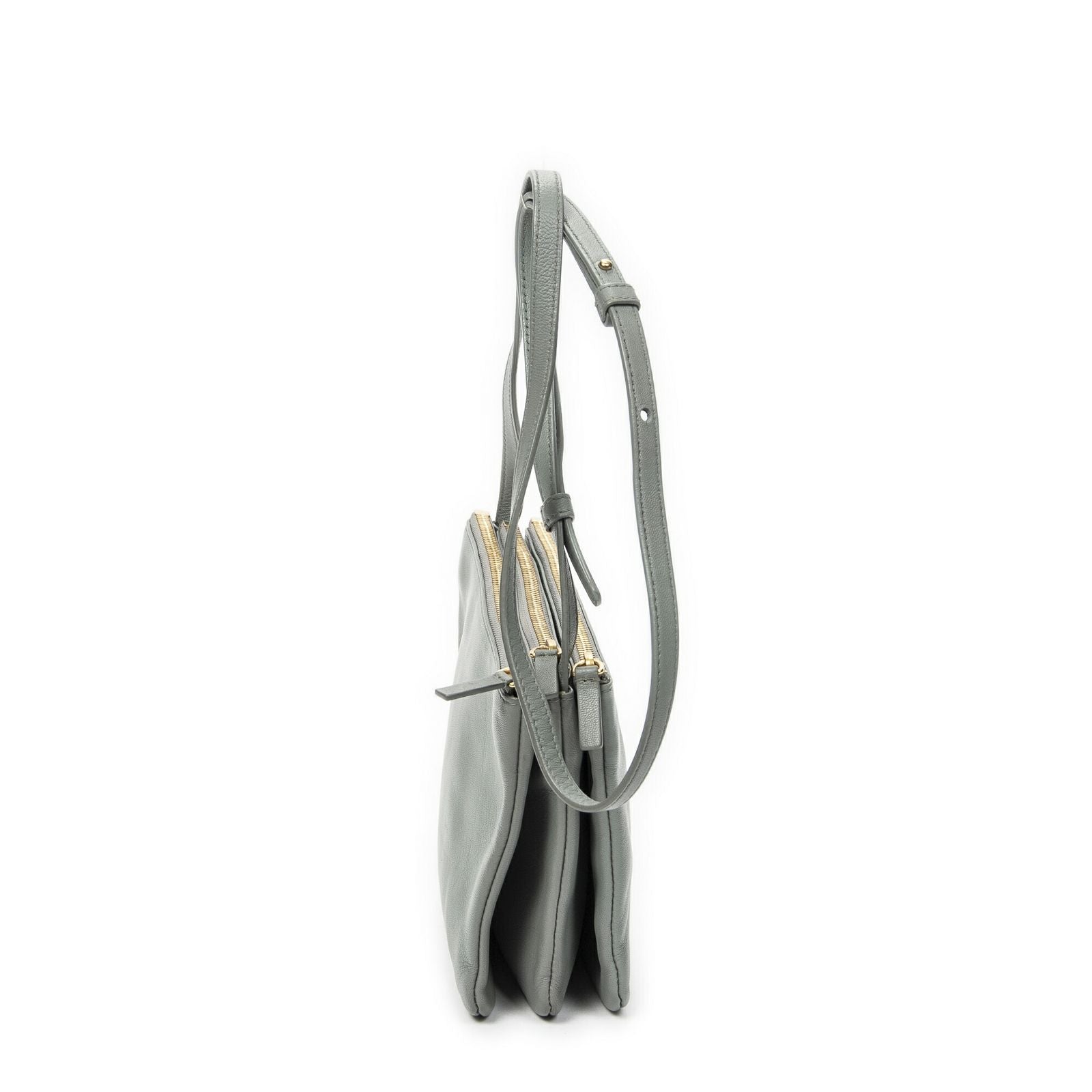 Celine Small Trio Crossbody Gray Calfskin Leather — view 4