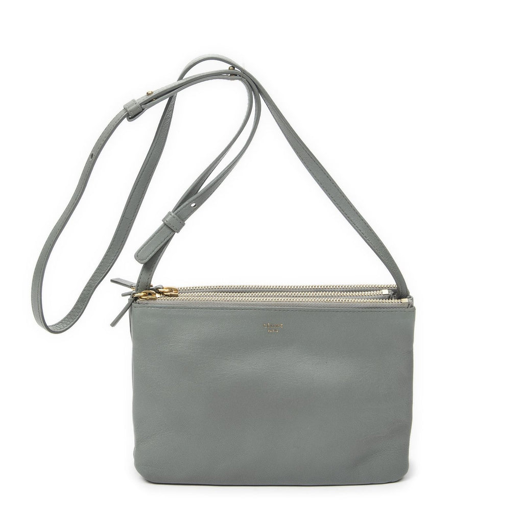 Celine Small Trio Crossbody Gray Calfskin Leather