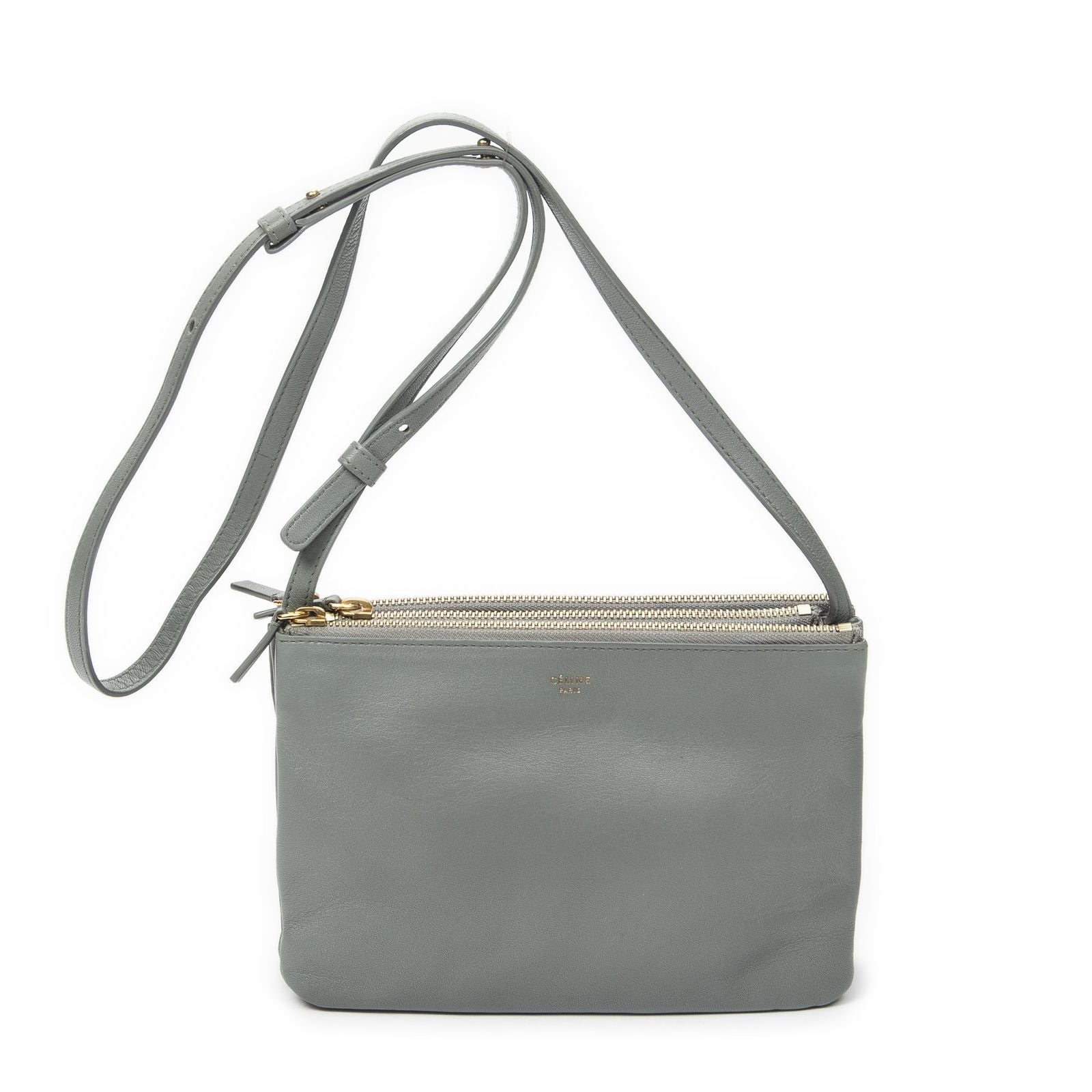 Celine Small Trio Crossbody Gray Calfskin Leather