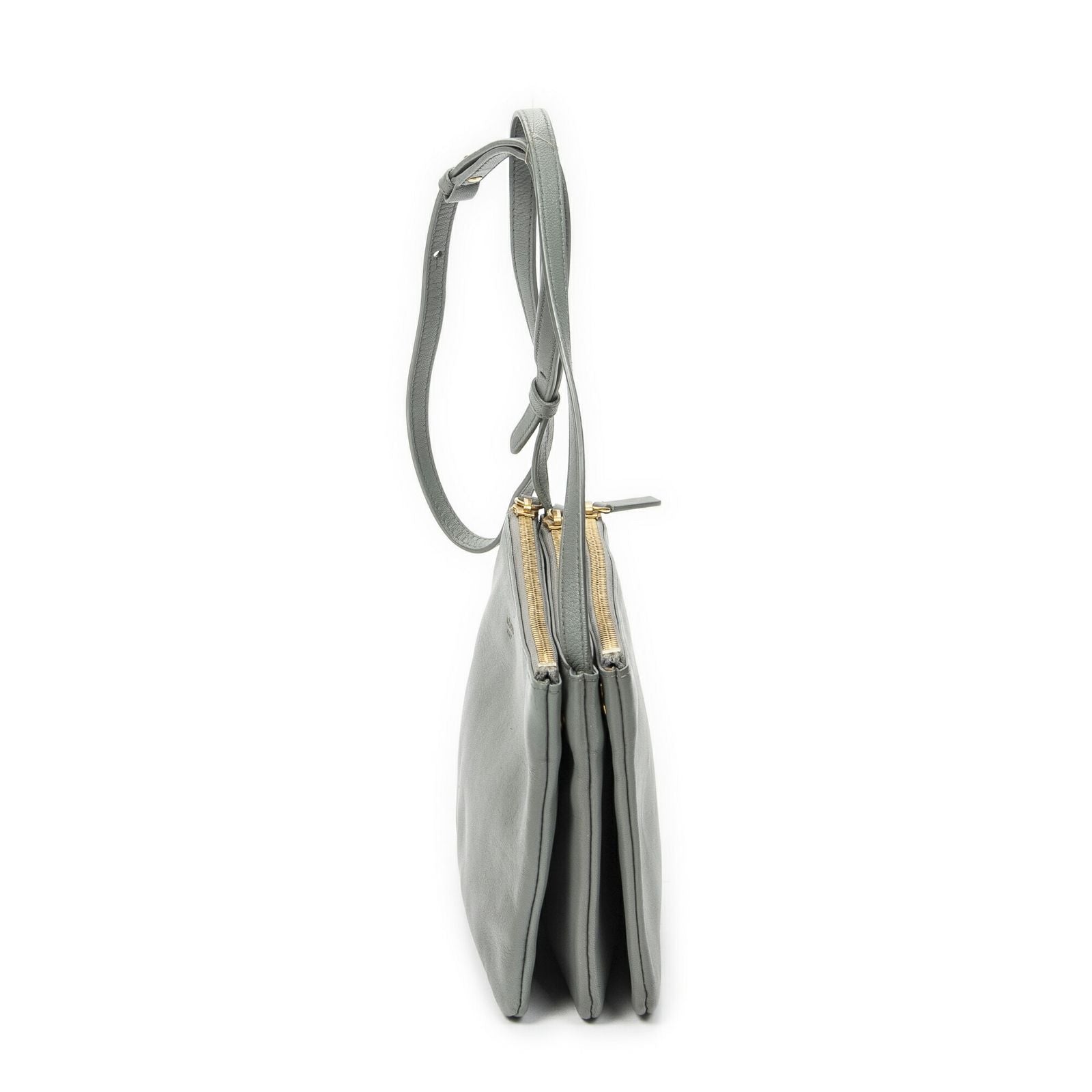 Celine Small Trio Crossbody Gray Calfskin Leather — view 3
