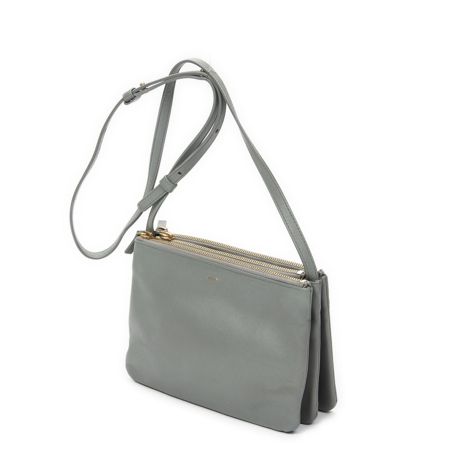 Celine Small Trio Crossbody Gray Calfskin Leather — view 2