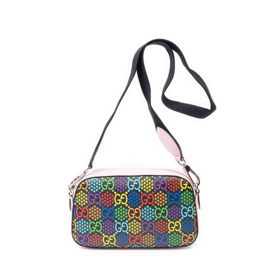 Gucci GG Psychedelic Camera Bag Pink Red Black Print Coated Canvasa