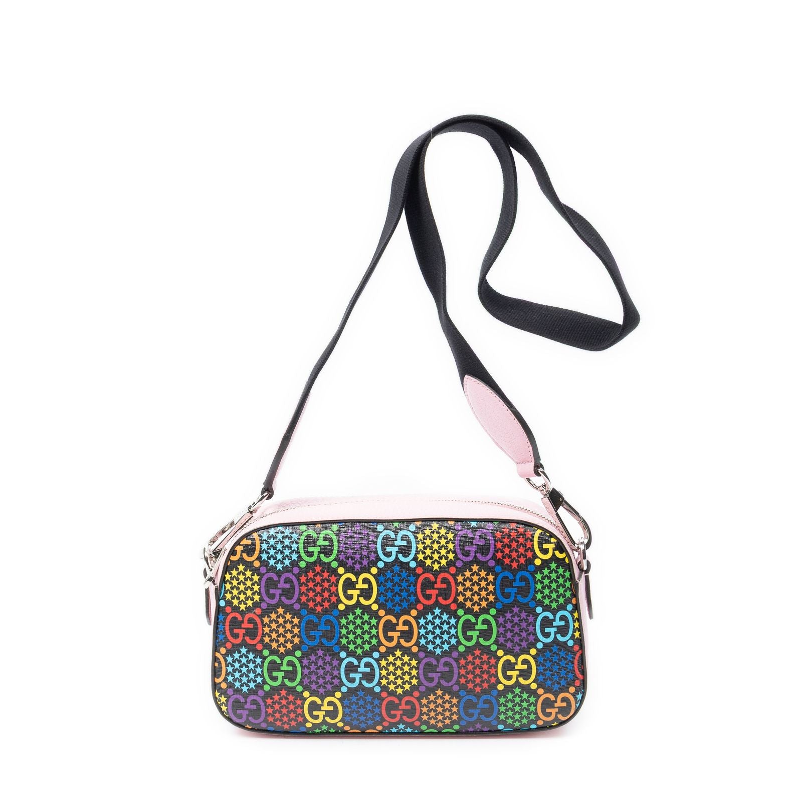 Gucci GG Psychedelic Camera Bag Pink Red Black Print Coated Canvasa