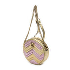 Gucci Small GG Marmont Chain Crossbody Pink Blanc Matelasse Chez Leather — view 2