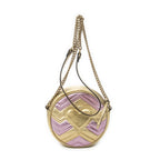 Gucci Small GG Marmont Chain Crossbody Pink Blanc Matelasse Chez Leather — view 5