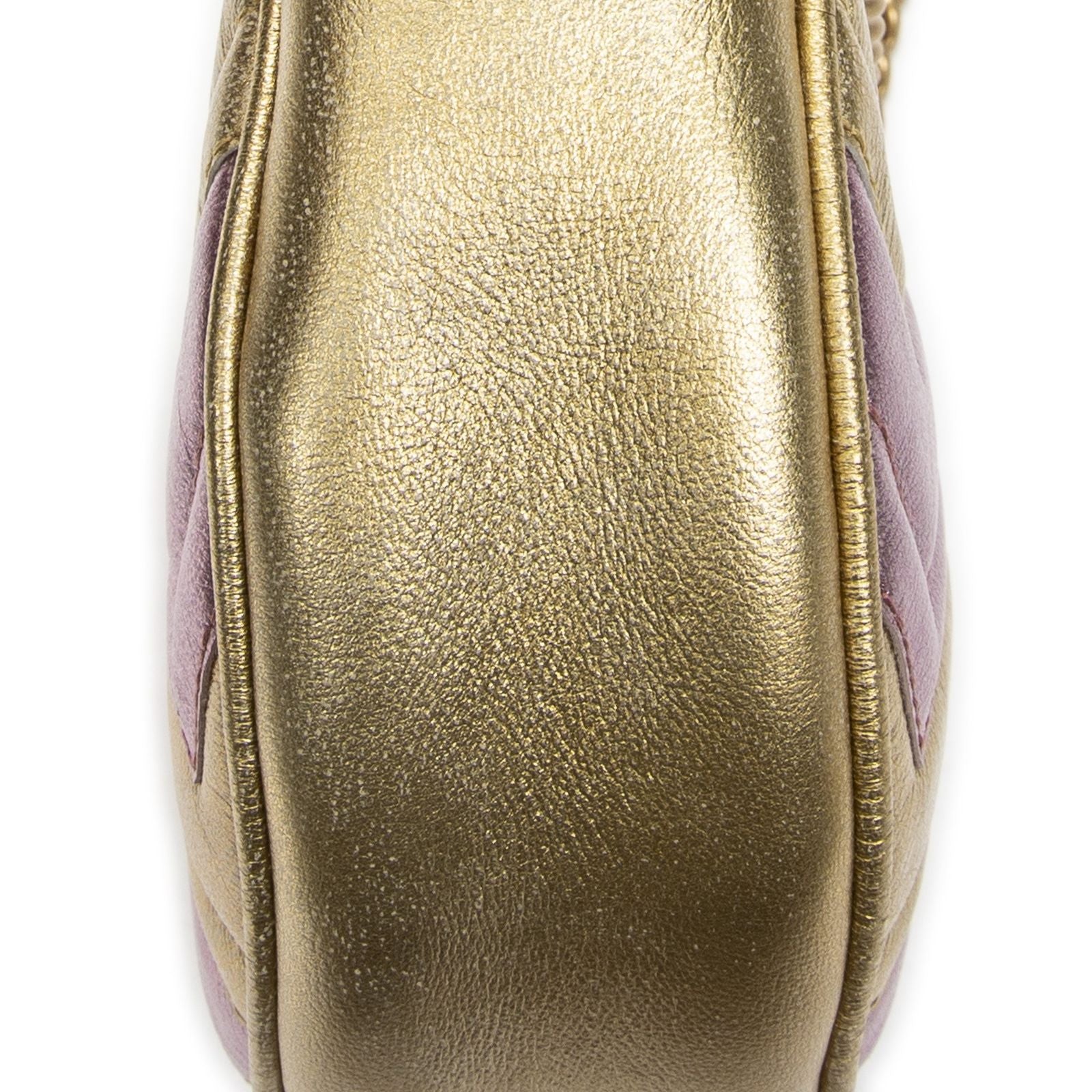 Gucci Small GG Marmont Chain Crossbody Pink Blanc Matelasse Chez Leather — view 8
