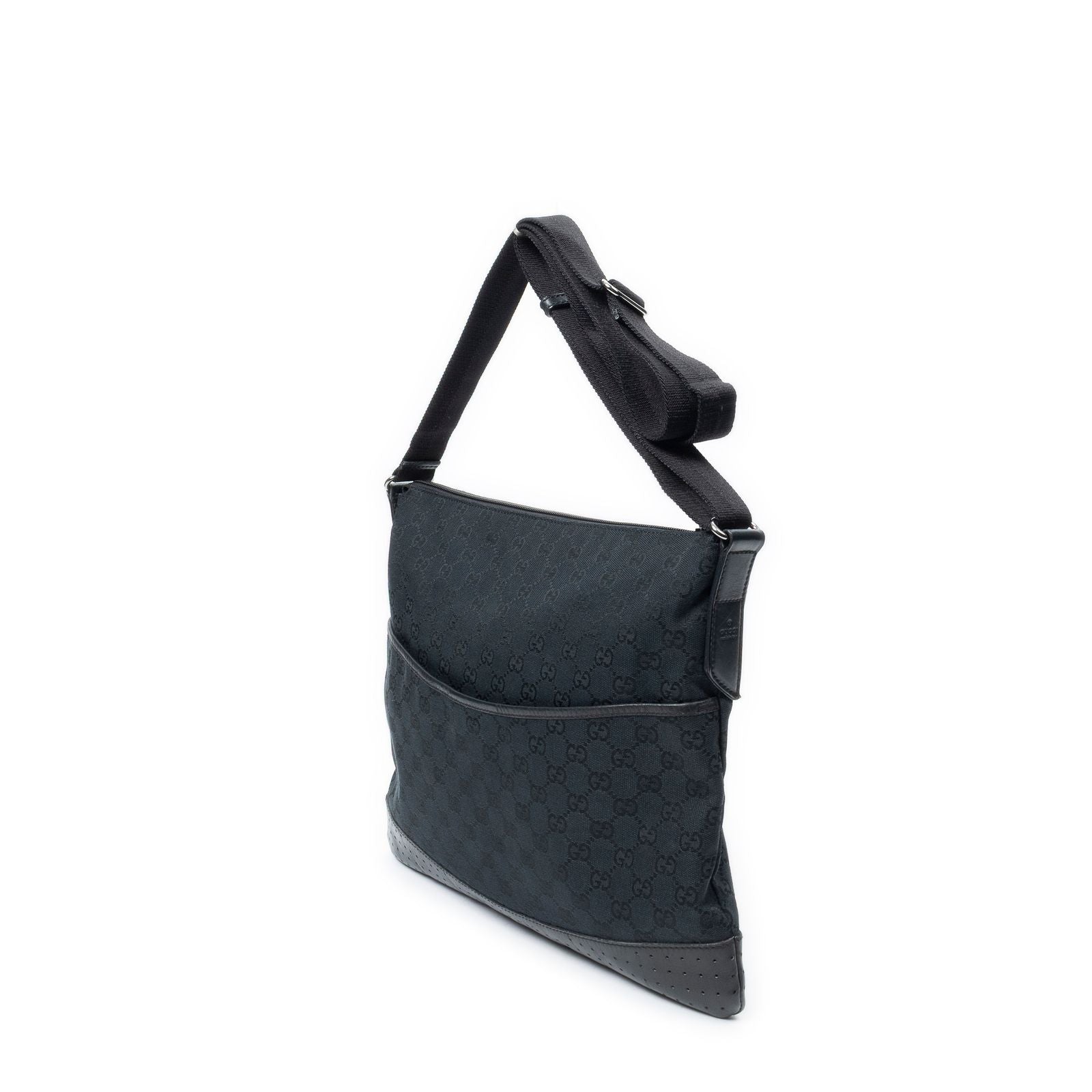 Gucci Large Flap Messenger Black GG Canvas — view 2