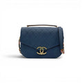 Chanel Shoulder Bag Blue Multicolor Half CC Logo Quilted Chain