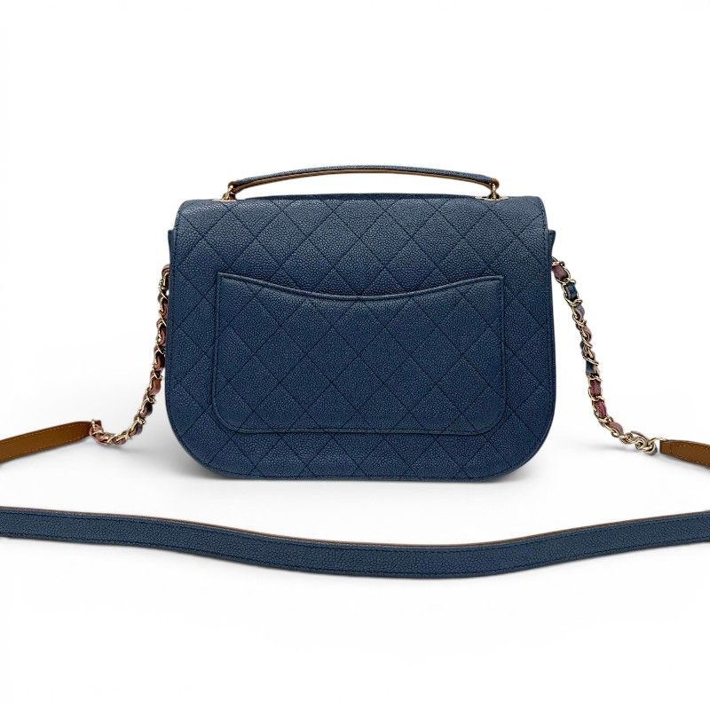 Chanel Shoulder Bag Blue Multicolor Half CC Logo Quilted Chain — view 3
