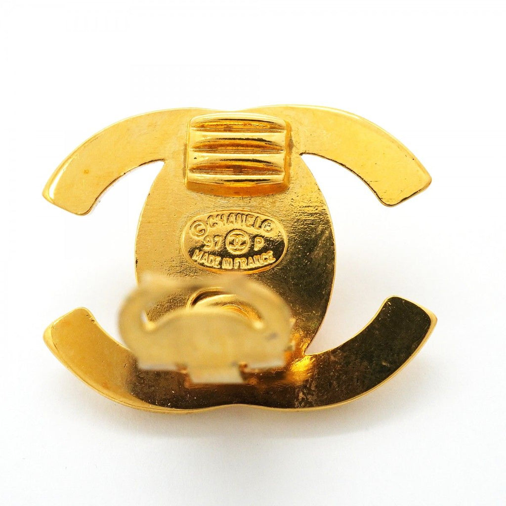 Chanel Earrings Vintage CC Logo Turnlock Gold Plated — view 4