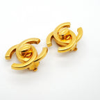 Chanel Earrings Vintage CC Logo Turnlock Gold Plated — view 2
