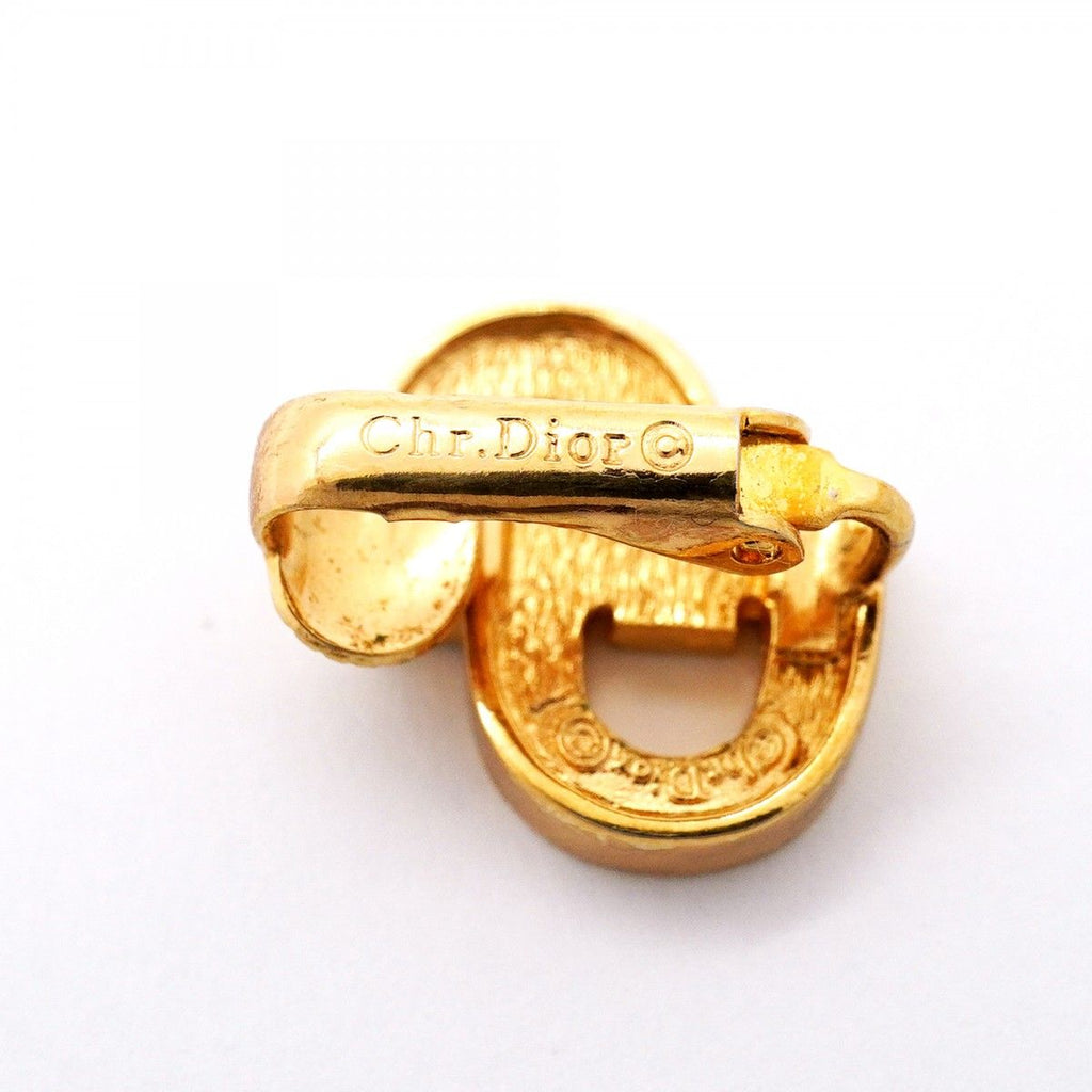 Dior Earrings CD Logo Gold Plated Rhinestone — view 4