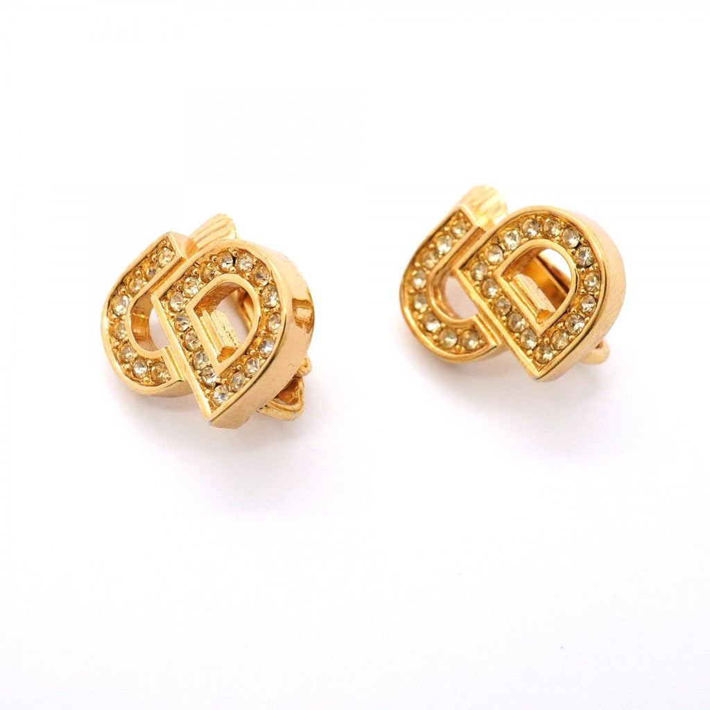 Dior Earrings CD Logo Gold Plated Rhinestone — view 2