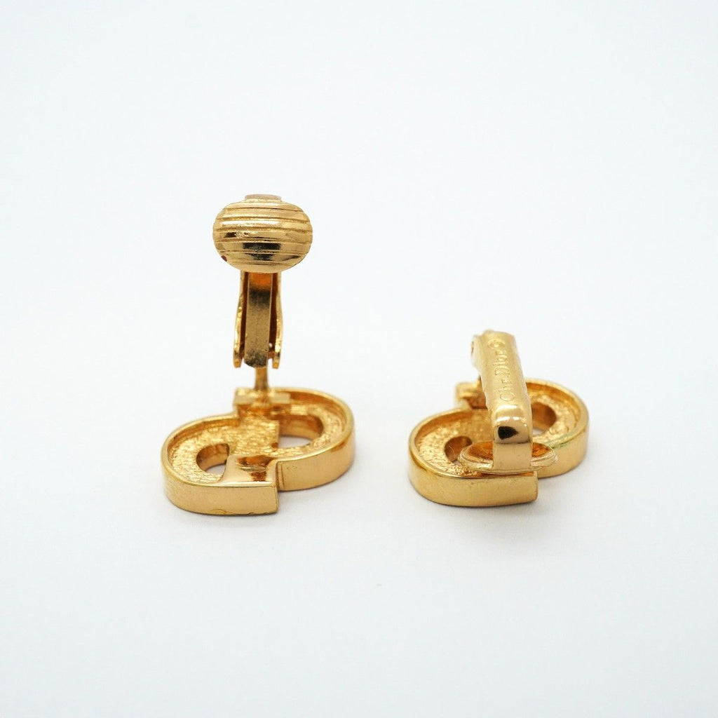 Dior Earrings CD Logo Gold Plated Rhinestone — view 3
