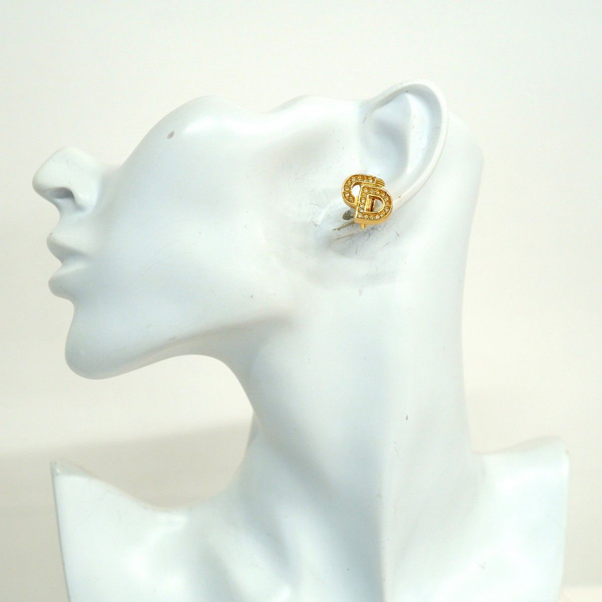 Dior Earrings CD Logo Gold Plated Rhinestone — view 6
