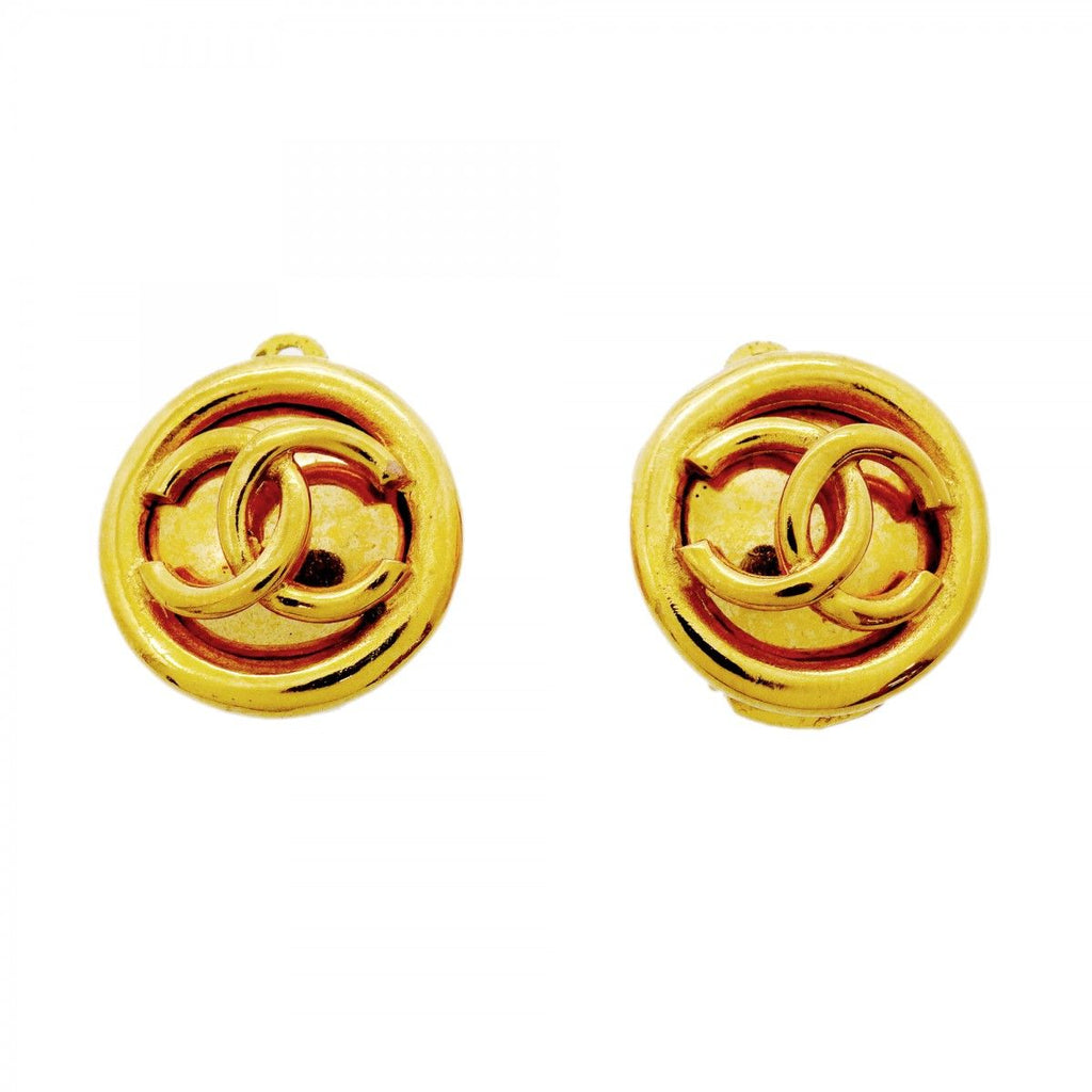 Chanel Earrings Vintage CC Logo Round