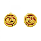 Chanel Earrings Vintage CC Logo Round