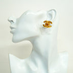 Chanel Earrings Vintage CC Logo Turnlock Gold Plated — view 5