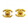 Chanel Earrings Vintage CC Logo Turnlock Gold Plated