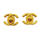 Chanel Earrings Vintage CC Logo Turnlock Gold Plated
