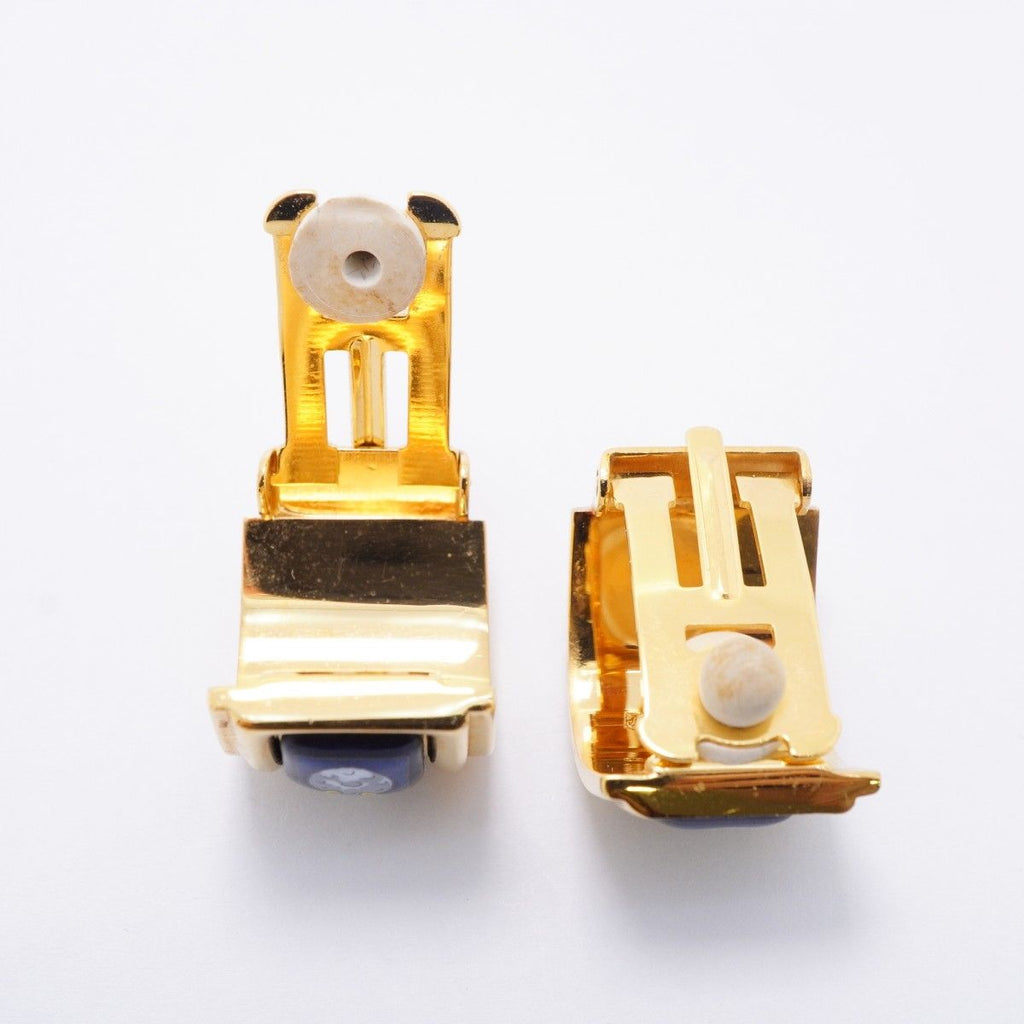 Hermes Earrings Enamel Gold Plated Cloisonne Blue Multicolor — view 3