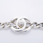 Chanel Necklace Vintage CC Logo Turnlock Metal Silver — view 4