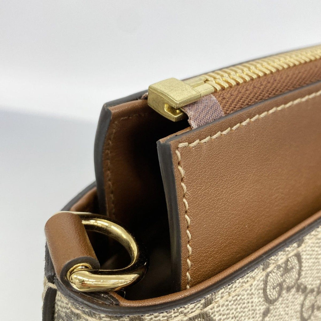 Gucci Handbag GG Supreme Canvas Beige Brown Gold 2-Way — view 8