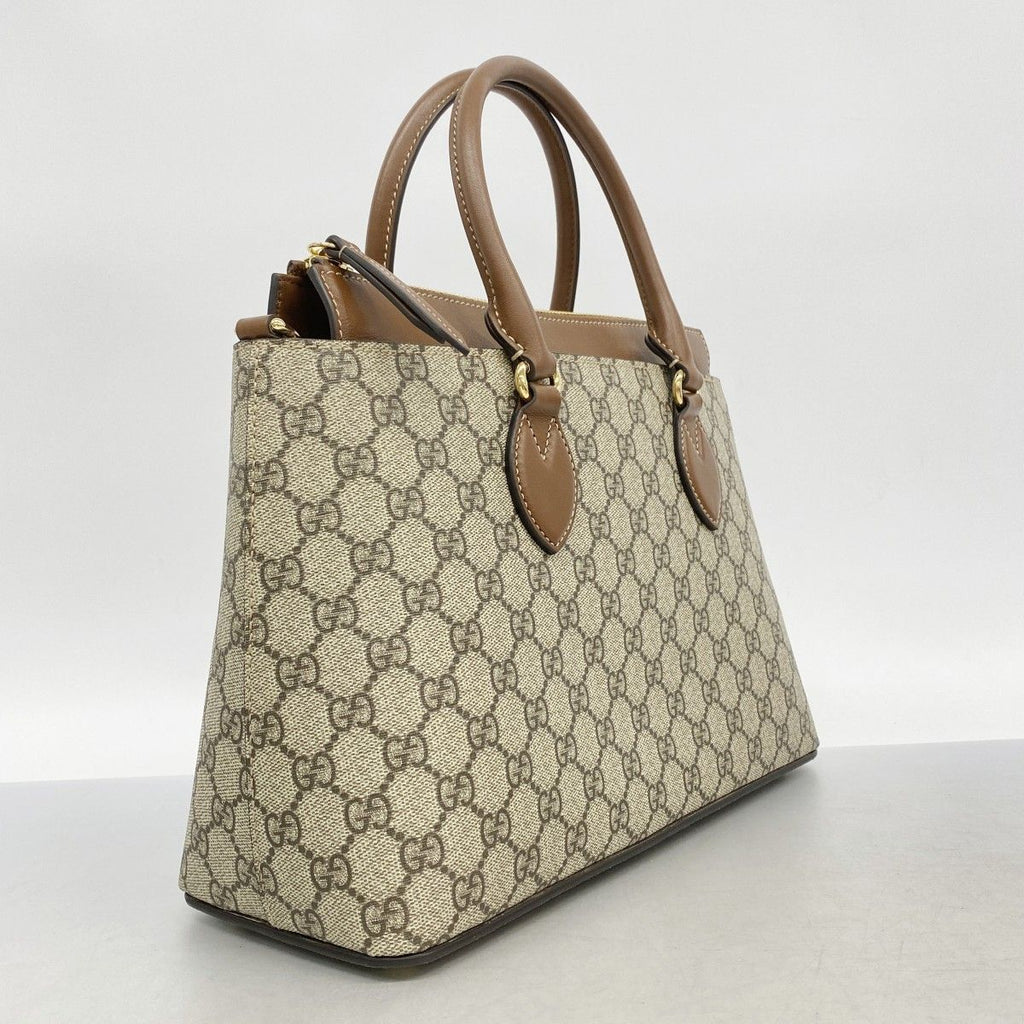 Gucci Handbag GG Supreme Canvas Beige Brown Gold 2-Way — view 2
