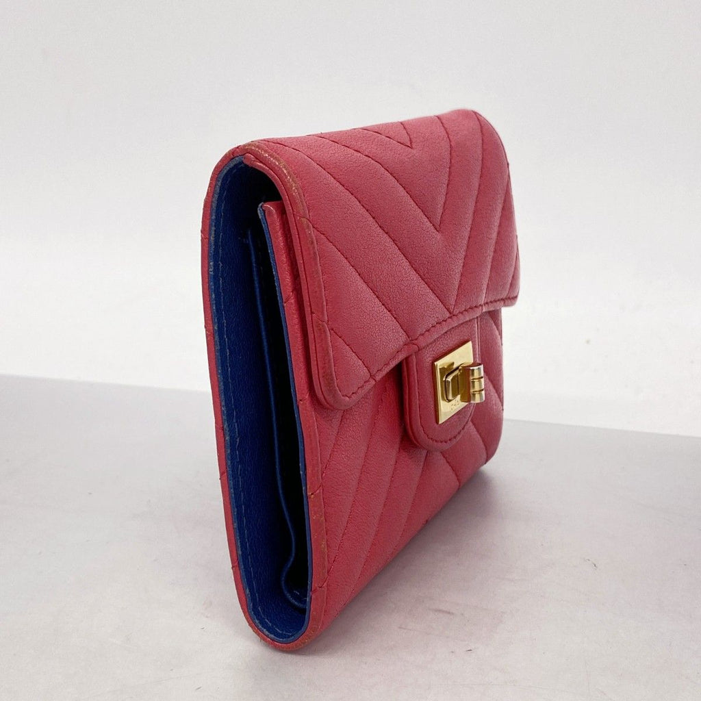Chanel Trifold Wallet Stitch 2.55 Caviar Leather Pink Gold — view 2