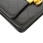Chanel Shoulder Wallet Quilted Leather Black Champagne Gold — view 6
