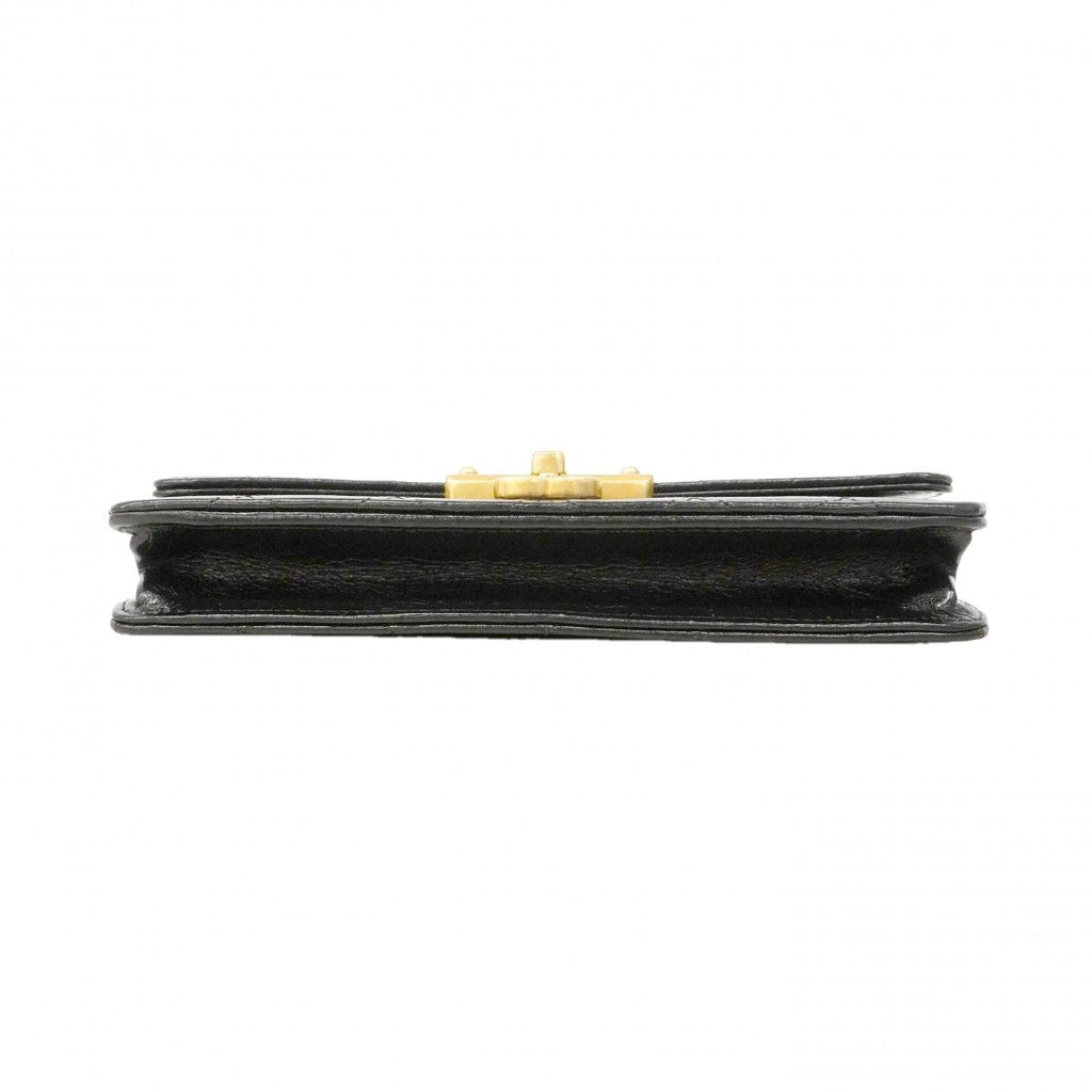 Chanel Shoulder Wallet Quilted Leather Black Champagne Gold — view 3
