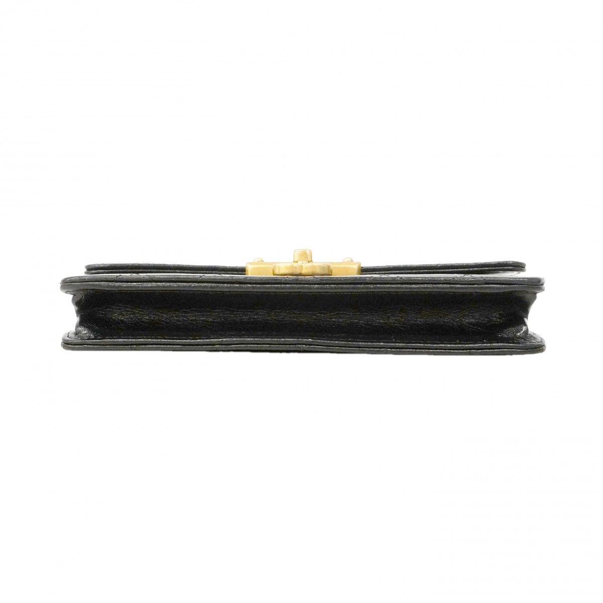 Chanel Shoulder Wallet Quilted Leather Black Champagne Gold — view 3