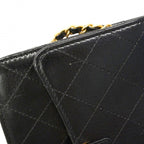 Chanel Shoulder Wallet Quilted Leather Black Champagne Gold — view 9
