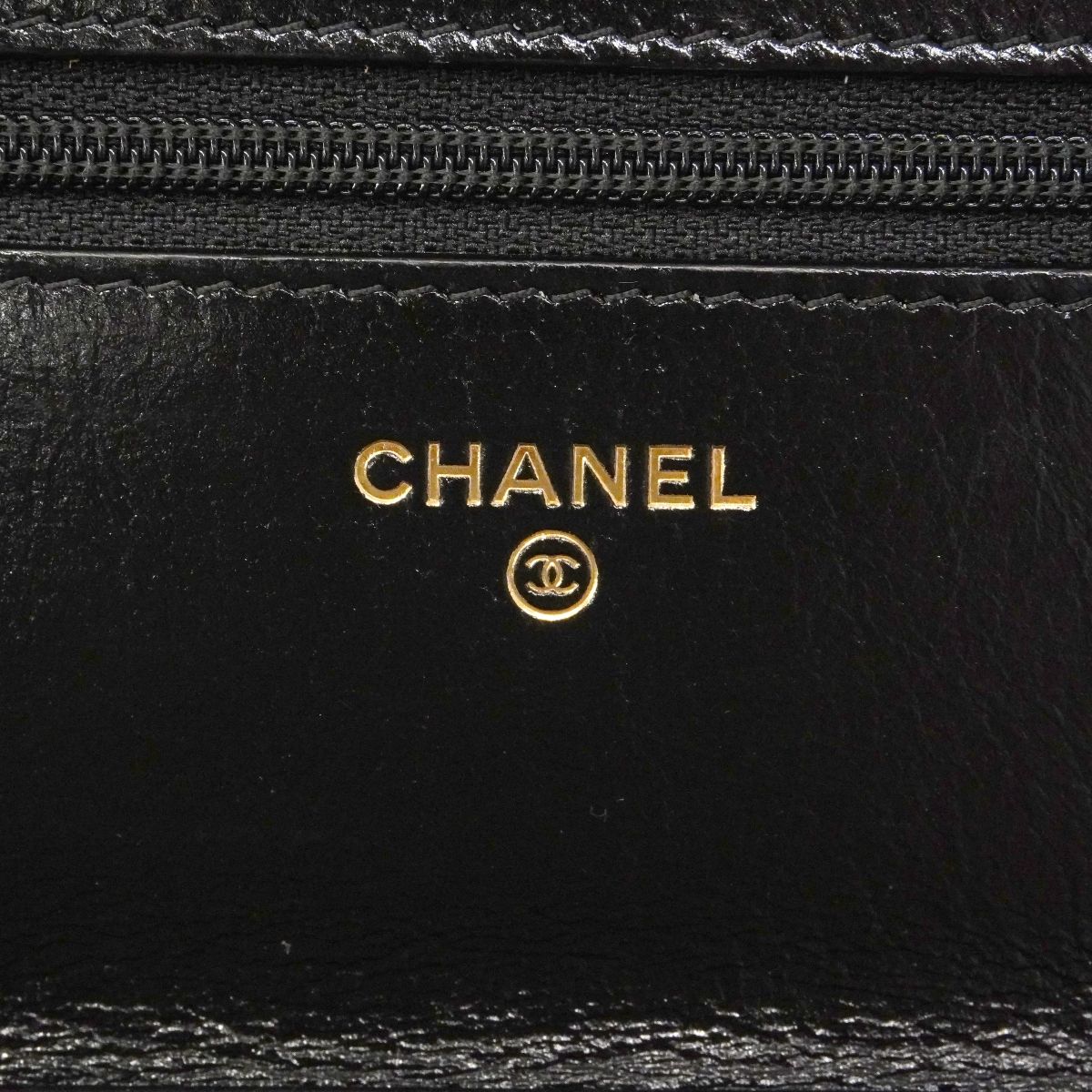 Chanel Shoulder Wallet Quilted Leather Black Champagne Gold — view 5