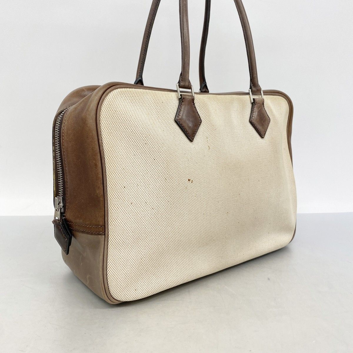 Hermes Tote Plume 32 Toile Ash Havana Silver — view 2