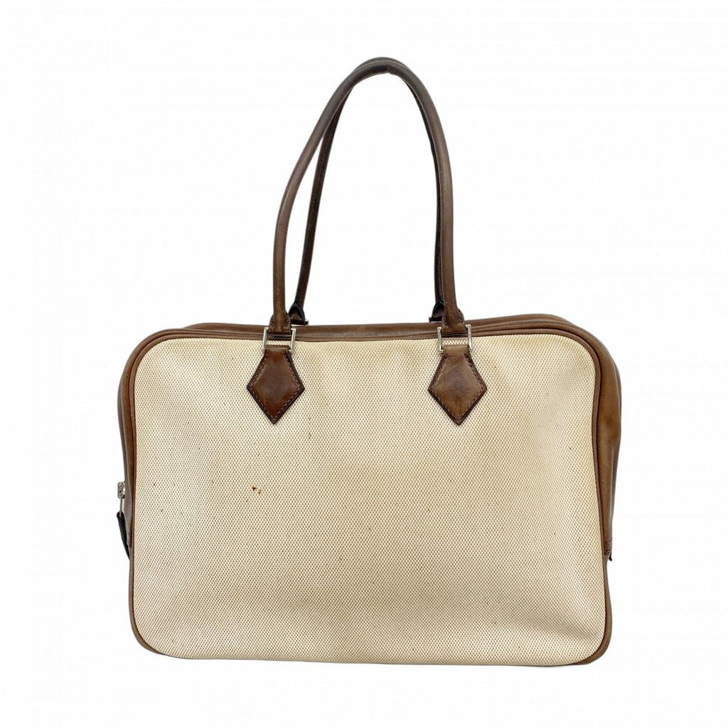 Hermes Tote Plume 32 Toile Ash Havana Silver