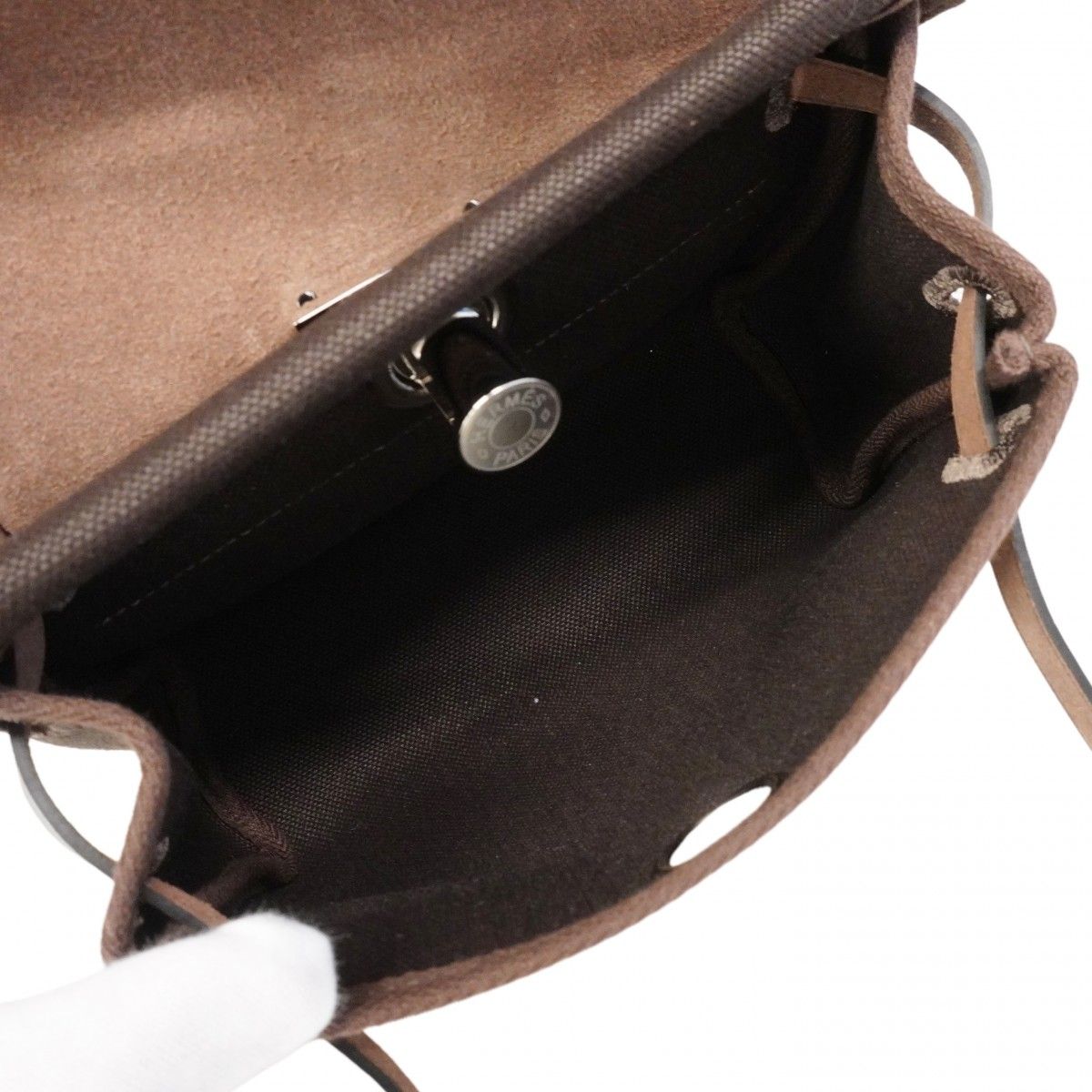 Hermes Shoulder Bag Herbag Zip Mini Toile Military Ebene Silver — view 4