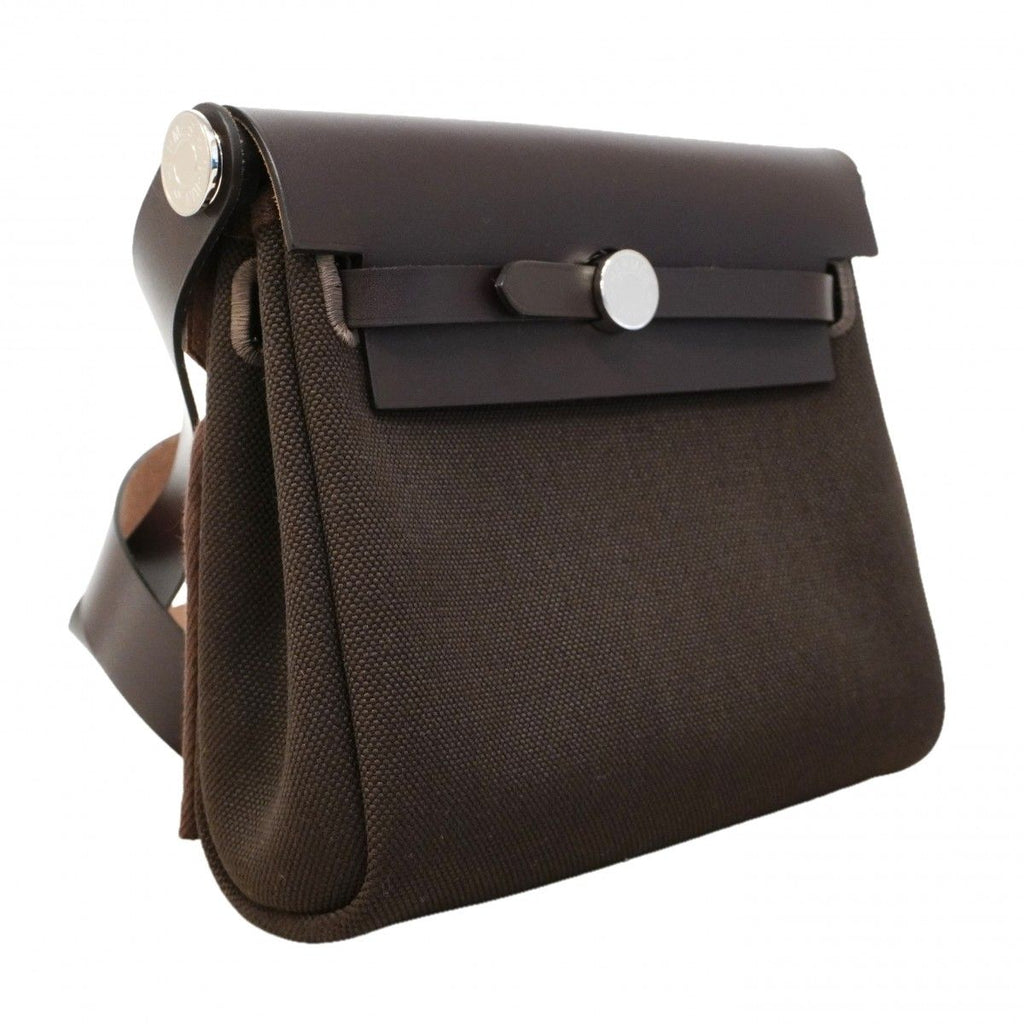 Hermes Shoulder Bag Herbag Zip Mini Toile Military Ebene Silver — view 2