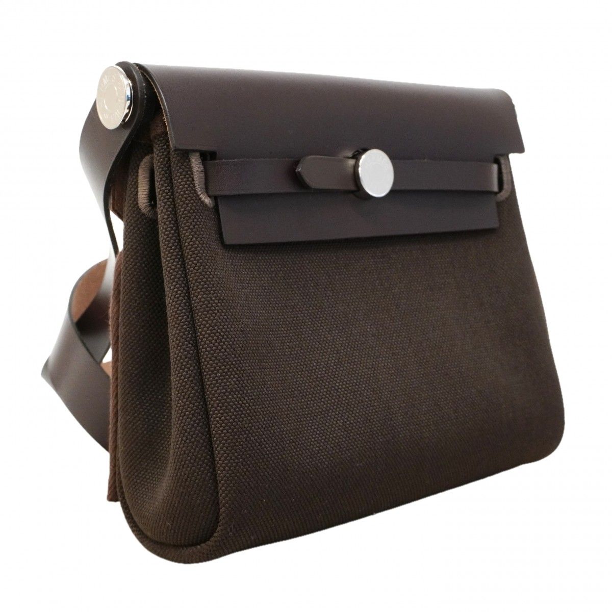 Hermes Shoulder Bag Herbag Zip Mini Toile Military Ebene Silver — view 2