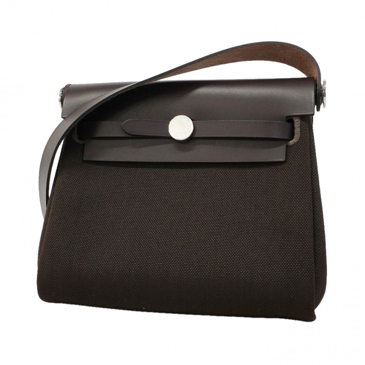 Hermes Shoulder Bag Herbag Zip Mini Toile Military Ebene Silver