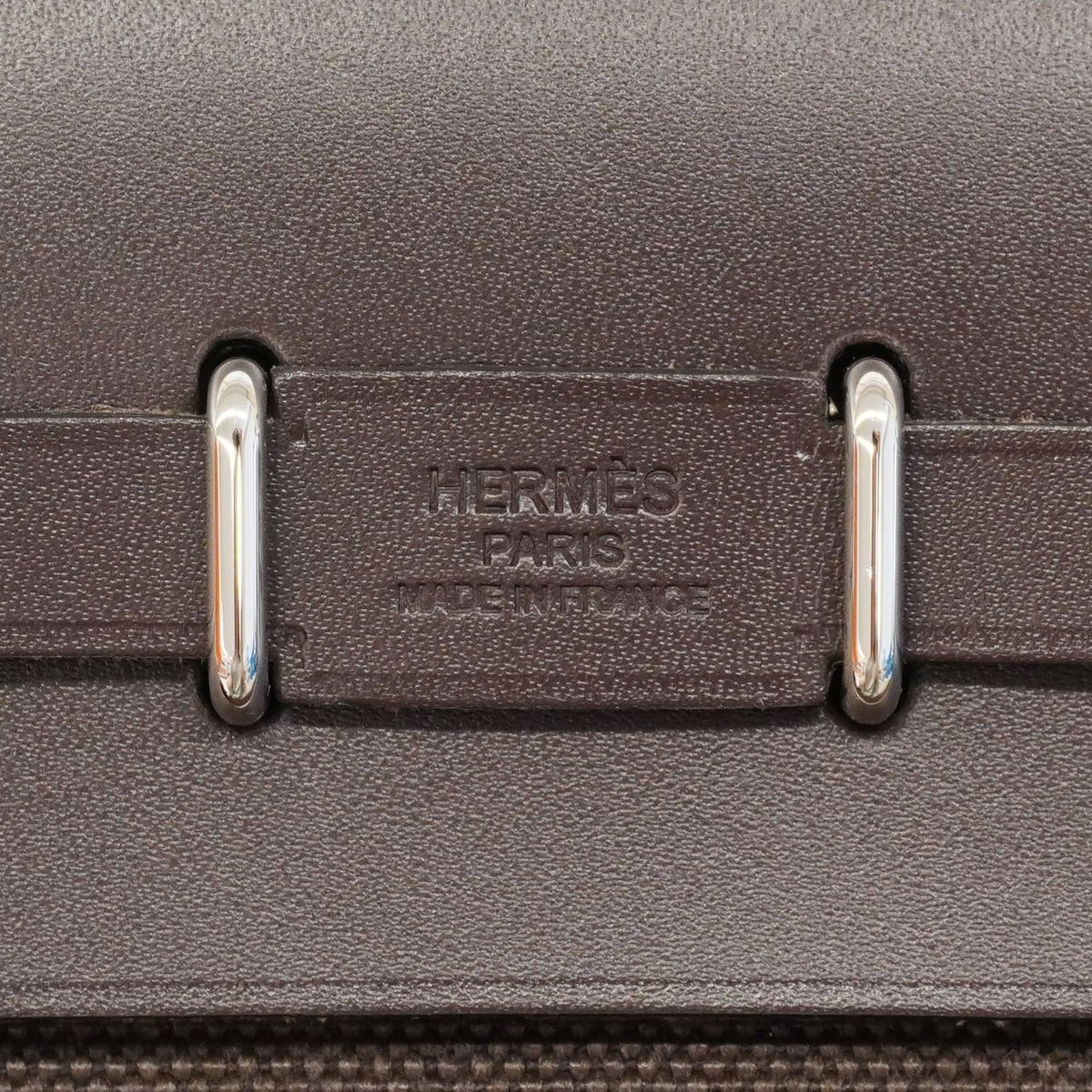 Hermes Shoulder Bag Herbag Zip Mini Toile Military Ebene Silver — view 5