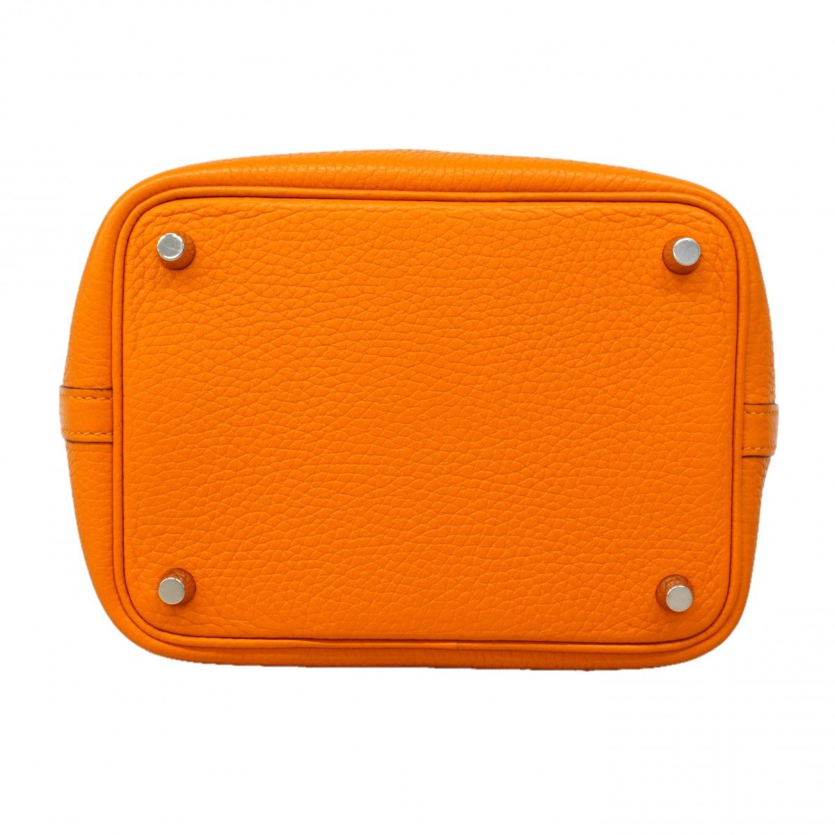 Hermes Handbag Picotin Lock PM Taurillon Clemence Orange Silver — view 3